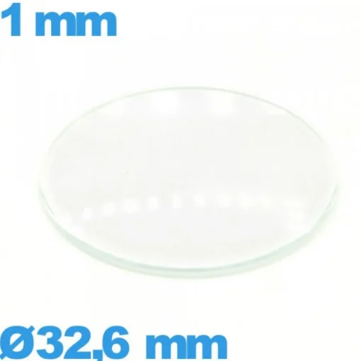 Verre bombé circulaire en verre minéral 32,6 mm montre