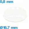 Verre bombé circulaire verre minéral 16,7 mm de montre
