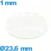 Verre bombé circulaire verre minéral 23,6 mm montre