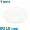Verre bombé circulaire verre minéral 21,6 mm pour montre