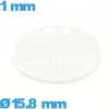 Verre bombé de montre verre minéral circulaire 15,8 mm