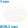 Verre bombé montre en verre minéral circulaire 38,3 mm