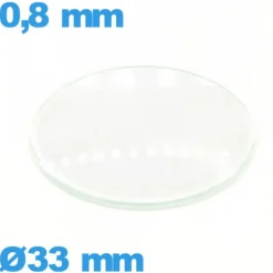 Verre bombé montre en verre minéral circulaire 33 mm