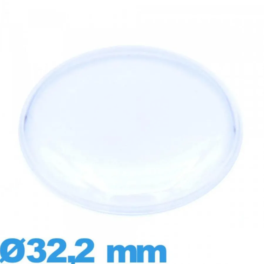 Verre Circulaire 32,2 mm de montre en acrylique haut bombé avec pas