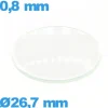 Verre circulaire 26,7 mm de montre verre minéral bombé