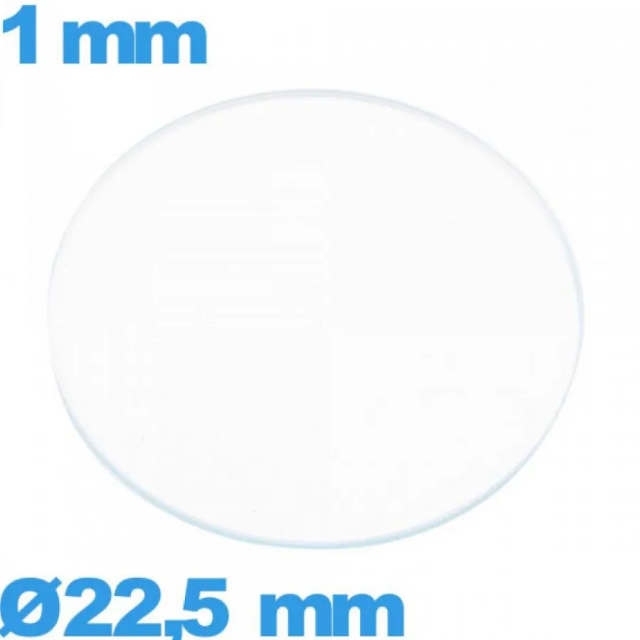 Verre circulaire 22,5 mm en verre minéral montre