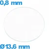 Verre circulaire 13,6 mm plat de montre en verre minéral
