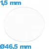Verre circulaire plat 46,5 mm en verre minéral montre