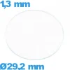 Verre circulaire plat 29,2 mm en verre minéral de montre