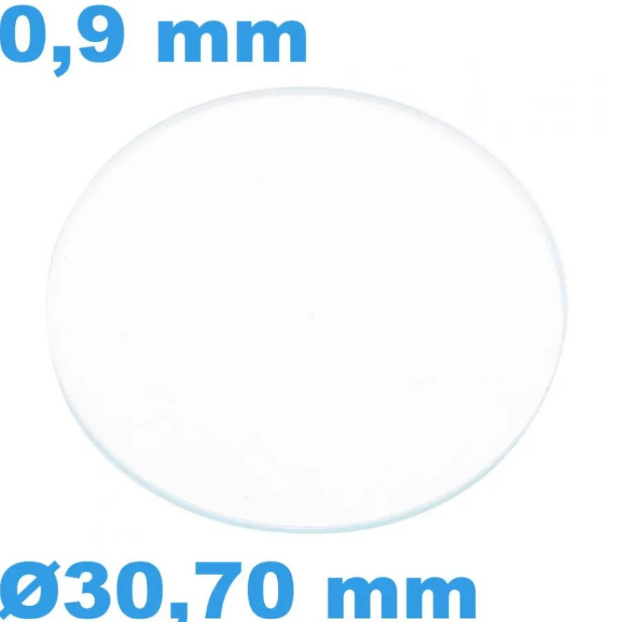 Verre Circulaire Sternkreuz pour montre Saphir Plat 30,70 mm épaisseur 0,9 mm inrayable