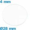 Verre circulaire verre minéral 28 mm plat pour montre