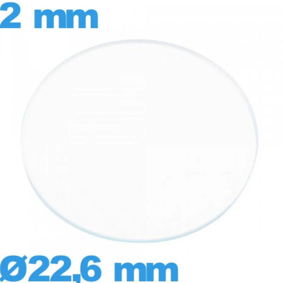 Verre circulaire verre minéral 22,6 mm plat pour montre