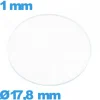 Verre circulaire verre minéral 17,8 mm plat de montre