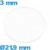 Verre de montre 21,9 mm en verre minéral circulaire