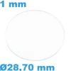 Verre de montre 28,70 mm Saphir Plat Rond épaisseur 1 mm résistant aux rayures