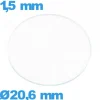 Verre de montre 20,6 mm verre minéral circulaire