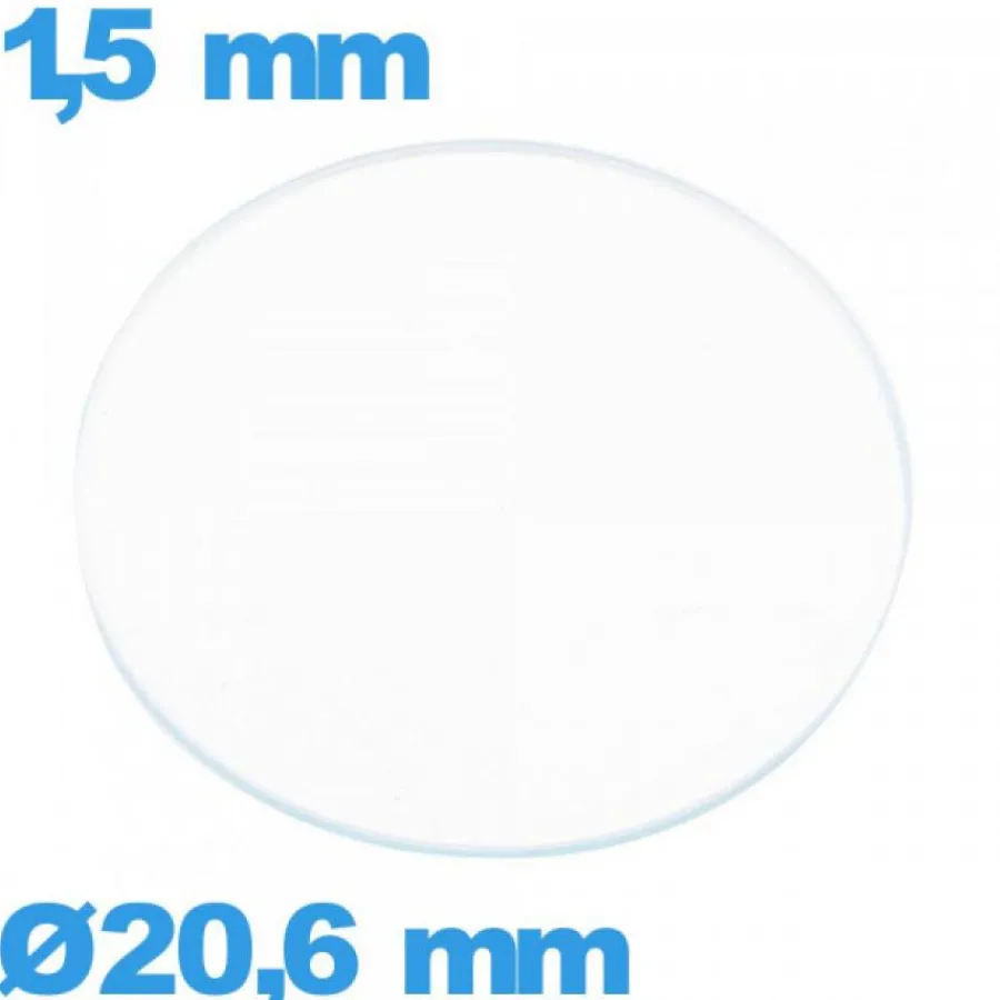 Verre de montre 20,6 mm verre minéral circulaire
