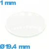 Verre de montre 19,4 mm verre minéral circulaire bombé