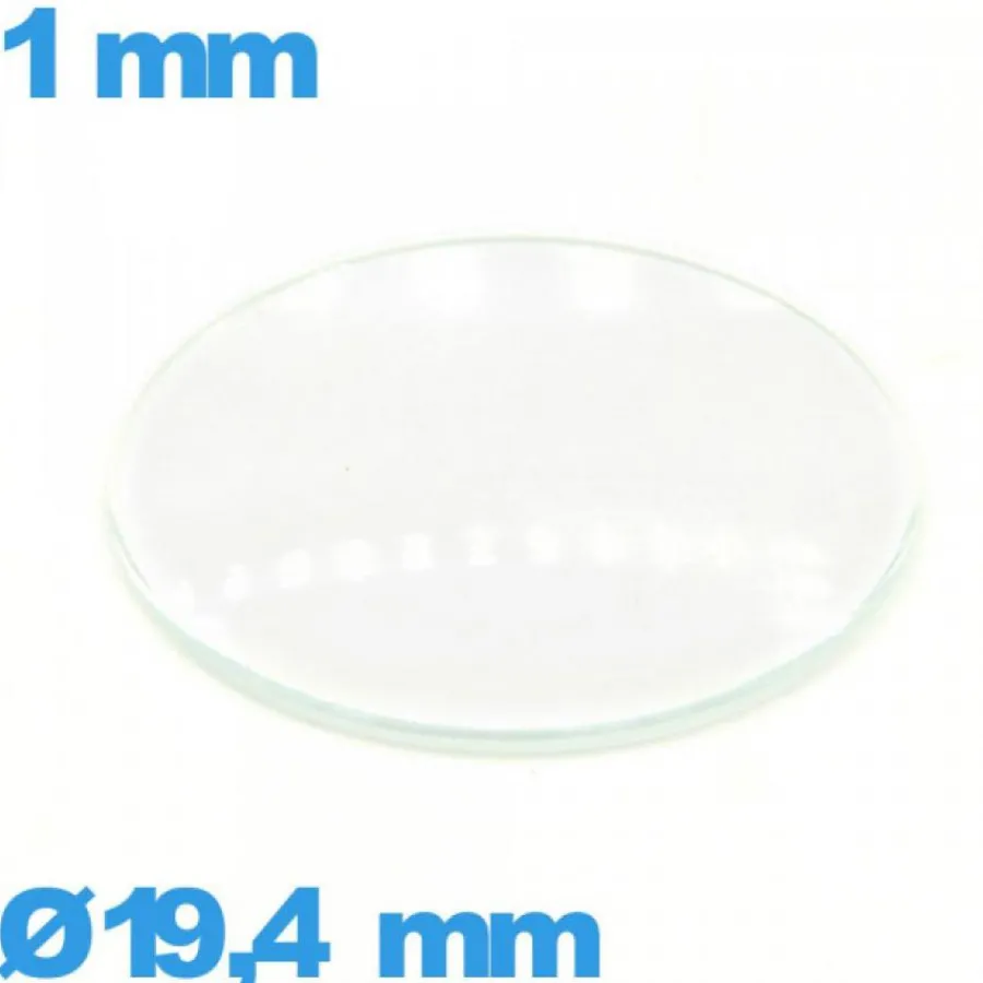 Verre de montre 19,4 mm verre minéral circulaire bombé
