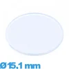 Verre de montre plexiglas 15,1 mm plat et fin Circulaire