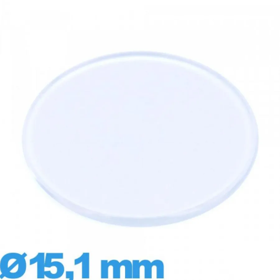 Verre de montre plexiglas 15,1 mm plat et fin Circulaire