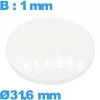 Verre en verre minéral bombé de montre circulaire avec base 31,6 mm
