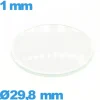 Verre en verre minéral bombé montre circulaire 29,8 mm