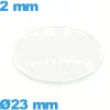 Verre en verre minéral bombé montre circulaire 23 mm