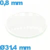 Verre en verre minéral circulaire pour montre 31,4 mm bombé