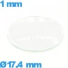 Verre en verre minéral circulaire bombé 17,4 mm de montre