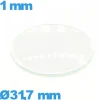 Verre en verre minéral circulaire de montre 31,7 mm bombé