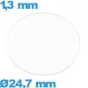 Verre en verre minéral circulaire montre 24,7 mm