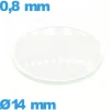 Verre en verre minéral circulaire pour montre 14 mm bombé