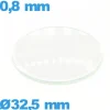 Verre montre 32,5 mm en verre minéral circulaire bombé