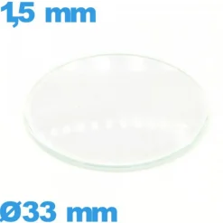 Verre montre 33 mm en verre minéral circulaire bombé