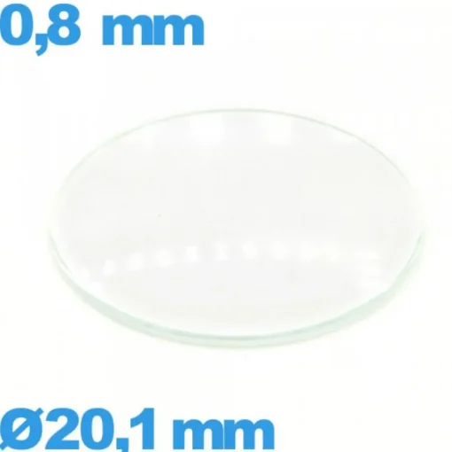 Verre montre 20,1 mm en verre minéral circulaire bombé