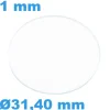 Verre épaisseur 1 mm Circulaire Plat Saphir 31,40 mm pour montre résistant aux rayures