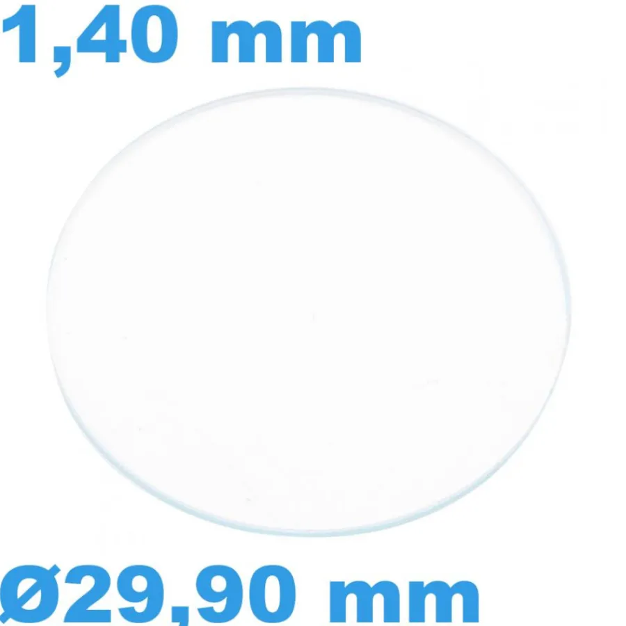 Verre épaisseur 1,40 mm Plat Saphir 29,90 mm de montre Rond Sternkreuz inrayable