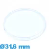 Verre Plastique Circulaire montre 31,6 mm extra plat