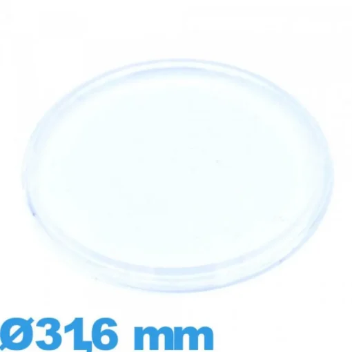 Verre Plastique Circulaire montre 31,6 mm extra plat