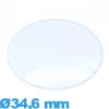 Verre Plastique légèrement bombé pour montre Circulaire 34,6 mm
