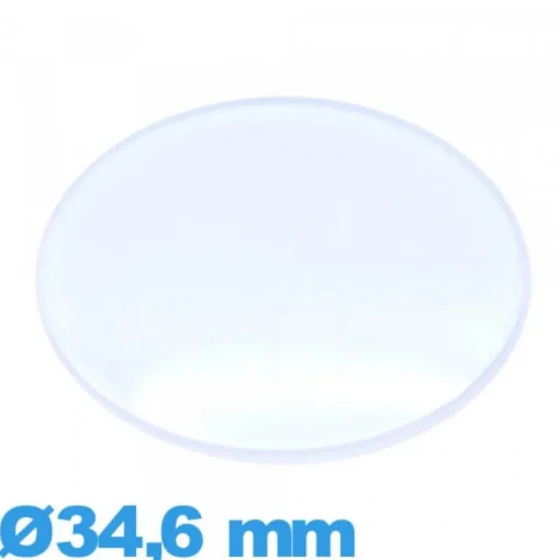 Verre Plastique légèrement bombé pour montre Circulaire 34,6 mm