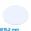 Verre Plastique plat et fin de montre Circulaire 15,2 mm