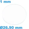 Verre Plat 26,90 mm de montre Saphir Circulaire épaisseur 1 mm inrayable
