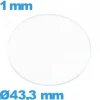 Verre plat 43,3 mm montre en verre minéral circulaire