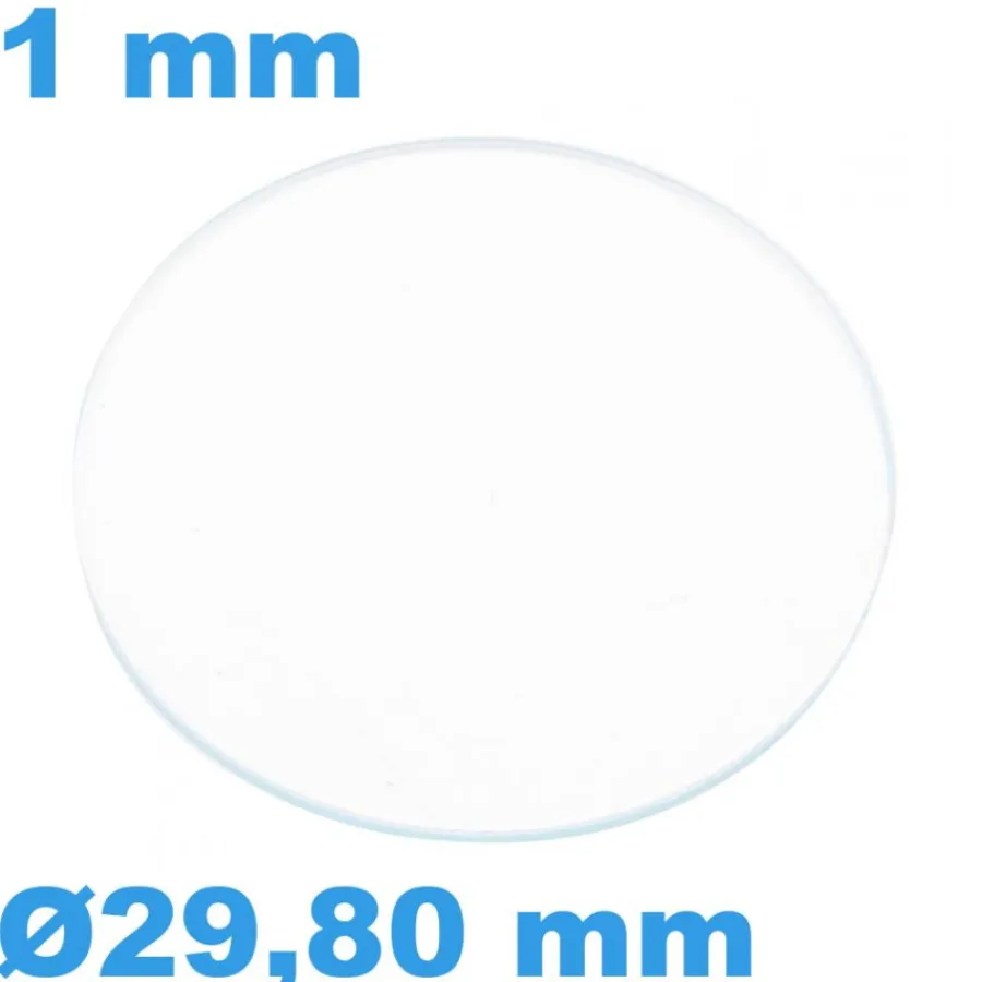Verre Plat Circulaire Saphir de montre 29,80 mm épaisseur 1 mm résistant aux rayures