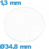 Verre plat en verre minéral pour montre circulaire 34,8 mm
