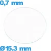 Verre plat verre minéral circulaire 15,3 mm pour montre