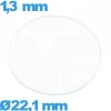 Verre plat verre minéral circulaire montre 22,1 mm