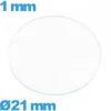 Verre plat verre minéral montre circulaire 21 mm